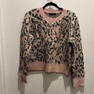 All Saints Leopard Print Sweater in Pink and Black